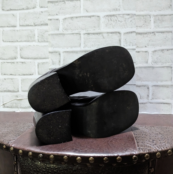 Frye Vintage Y2K Villager Boot Lace Up Zip Stitch 70's Chunky Heel Black Size 9 - Picture 8 of 15